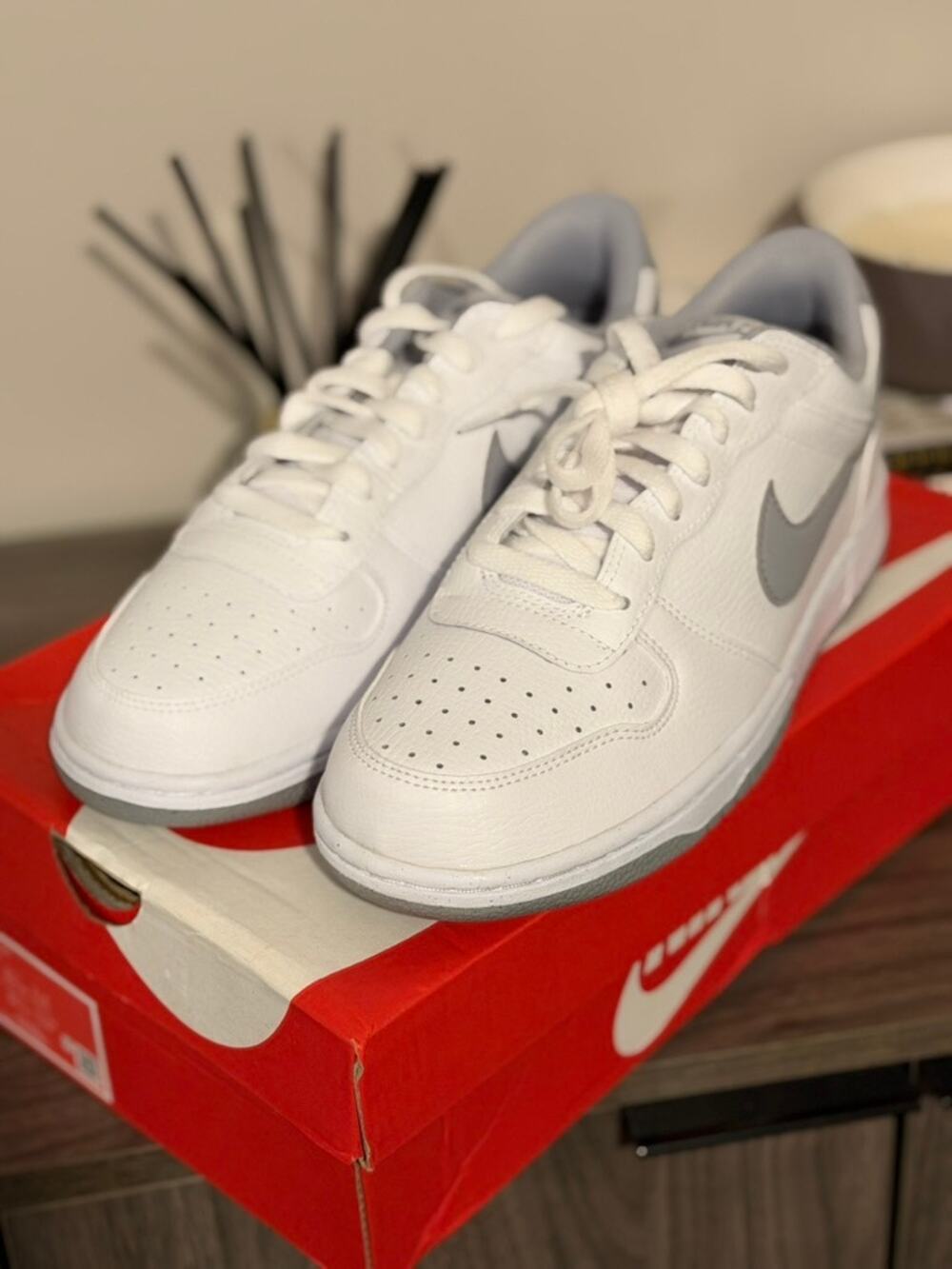 Nike Big Nike Low White Wolf Grey 355152-106 Men 8 Women 9.5 NEW